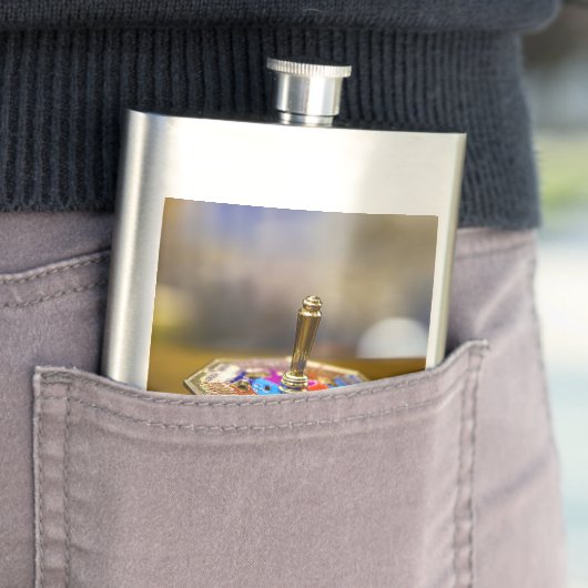 SlipperyJoe Hanukkah dreidel gift octagonal base b フラスク (インサイチュ)