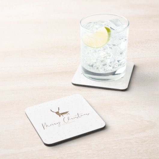 SlipperyJoe Merry Christmasトナカイ赤い鼻 コースター (右側)