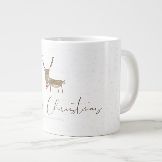 SlipperyJoe Merry Christmasトナカイ赤い鼻 ジャンボコーヒーマグカップ (正面右)