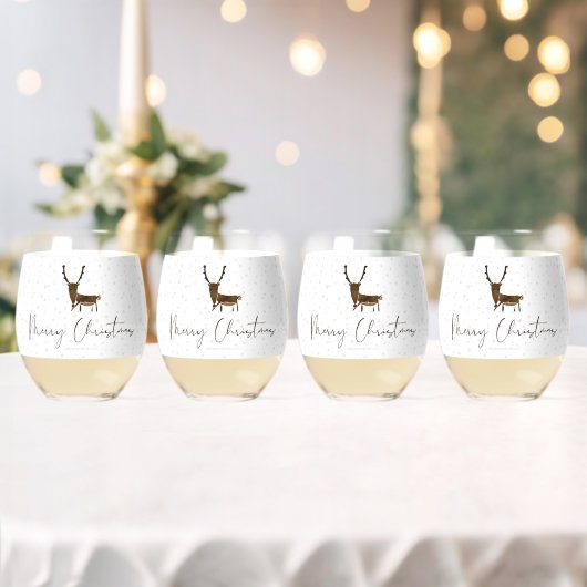 SlipperyJoe Merry Christmasトナカイ赤い鼻 ステムなしワイングラス (インサイチュ (ウェディング))