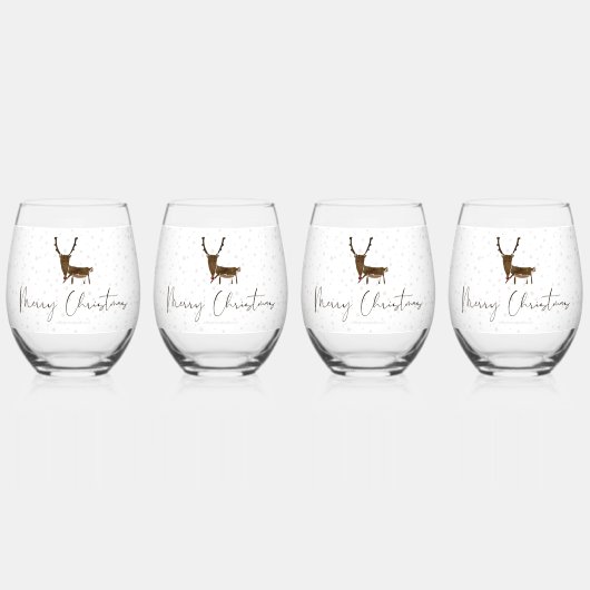 SlipperyJoe Merry Christmasトナカイ赤い鼻 ステムなしワイングラス (裏面)