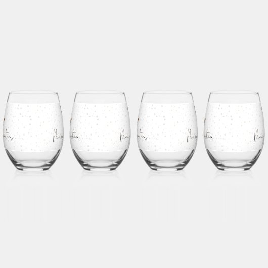 SlipperyJoe Merry Christmasトナカイ赤い鼻 ステムなしワイングラス (右)