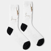 SlipperyJoe Merry Christmasトナカイ赤い鼻 ソックス (右)