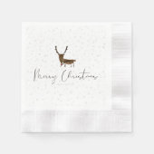 SlipperyJoe Merry Christmasトナカイ赤い鼻 縁ありカクテルナプキン (正面)