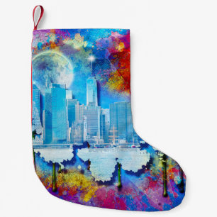 SlipperyJoe NYC グラフィティ 月 渦巻く スモールクリスマスストッキング