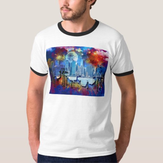 SlipperyJoe NYC グラフィティ 月 渦巻く Tシャツ (正面)