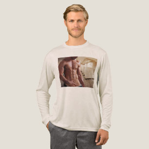 SlipperyJoe Tシャツなし 筋肉質な男性 シックスパック 腹筋 フィット トライブレンドTシャツ
