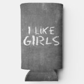 SlipperyJoe's私は女の子の汚い黒板のwritin好き スリム缶クーラー (裏面)