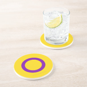 SlipperyJoe's インターセックス プライドフラグ黄色背景 コースター