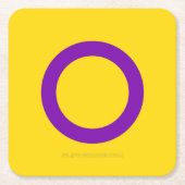 SlipperyJoe's インターセックス Pride フラグ 黄色背景 スクエアペーパーコースター (正面)