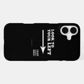 SlipperyJoe's 左を見る 太い幾何学的な中央の白い矢印 iPhoneケース (裏面横)