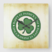 SlipperyJoe's 祝Saint Patrick's Day Iris スクエア壁時計 (正面)