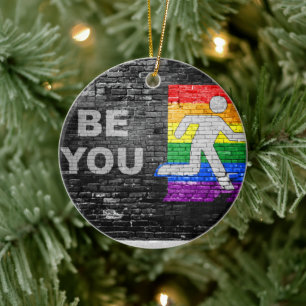『SlipperyJoe's 芸術的 Be You You』ゲイプライドの贈り物LGBT セラミックオーナメント