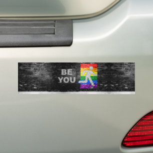 『SlipperyJoe's 芸術的 Be You You』ゲイプライドの贈り物LGBT バンパーステッカー