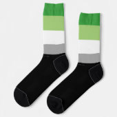 SlipperyJoe's AromanticプライドフラグゲイギフトLGBTQ ソックス (左)