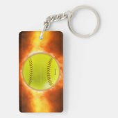 SlipperyJoe's artistic Softball on fire gay gifts  キーホルダー (裏面)