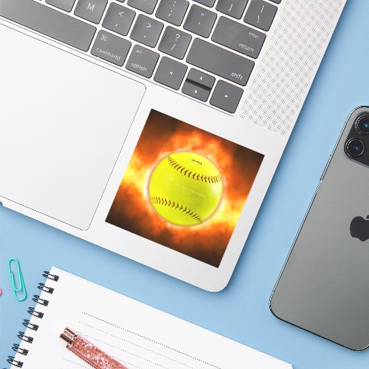 SlipperyJoe's artistic Softball on fire gay gifts  シール (ノートパソコンとiPhone)