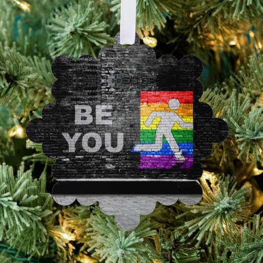 SlipperyJoe's Be You black brick wall figu オーナメントカード (インサイチュ (木))