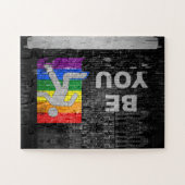 SlipperyJoe's Be You black brick wall figu ジグソーパズル (横)