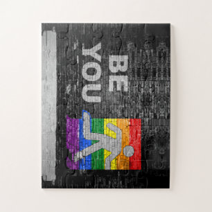 SlipperyJoe's Be You black brick wall figu ジグソーパズル
