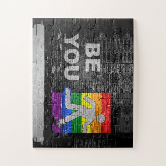 SlipperyJoe's Be You black brick wall figu ジグソーパズル (縦)