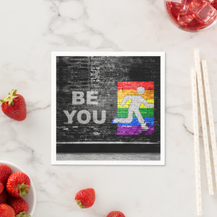 SlipperyJoe's Be You black brick wall figu スタンダードカクテルナプキン