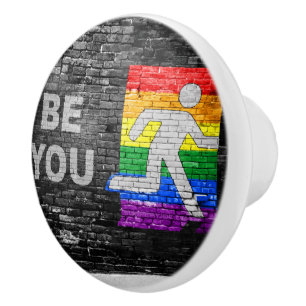 SlipperyJoe's Be You black brick wall figu セラミックノブ
