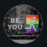 SlipperyJoe's Be You black brick wall figu ダーツボード<br><div class="desc">SlipperyJoe's Be You black brick wall歩く姿レインボー旗グラフィティ通りアートゲイプライドギフトLGBTQIA走都市の写真を楽しめインスパイアる</div>