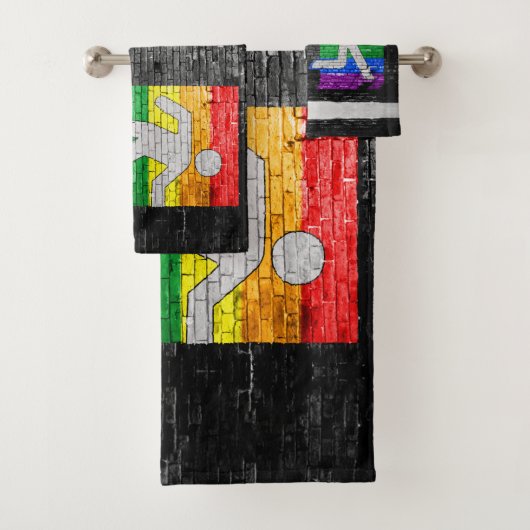 SlipperyJoe's Be You black brick wall figu バスタオルセット (インサイチュ)