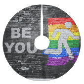 SlipperyJoe's Be You black brick wall figu ブラッシュドポリエステルツリースカート (正面)