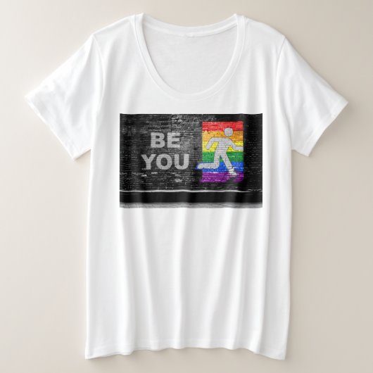 SlipperyJoe's Be You black brick wall figu プラスサイズTシャツ (デザイン正面)