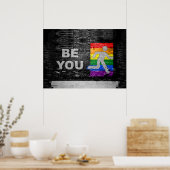 SlipperyJoe's Be You black brick wall figu ポスター (キッチン)