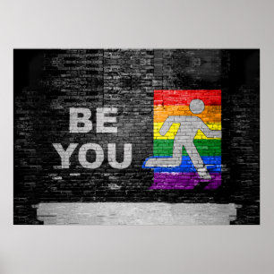 SlipperyJoe's Be You black brick wall figu ポスター