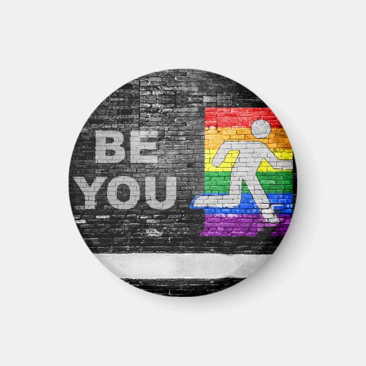 SlipperyJoe's Be You black brick wall figu マグネット (正面)