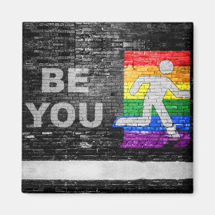 SlipperyJoe's Be You black brick wall figu マグネット