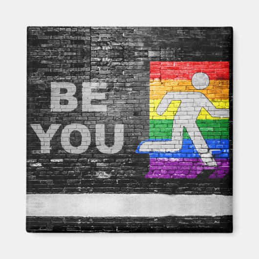 SlipperyJoe's Be You black brick wall figu マグネット (正面)