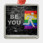 SlipperyJoe's Be You black brick wall figu メタルオーナメント (正面)