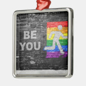 SlipperyJoe's Be You black brick wall figu メタルオーナメント (左)