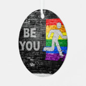 SlipperyJoe's Be You black brick wall figu メタルオーナメント (正面左)