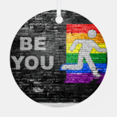 SlipperyJoe's Be You black brick wall figu メタルオーナメント (裏面)