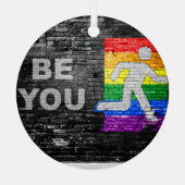 SlipperyJoe's Be You black brick wall figu メタルオーナメント (正面)