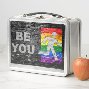 SlipperyJoe's Be You black brick wall figu メタルランチボックス