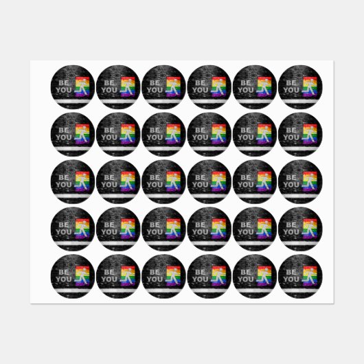 SlipperyJoe's Be You black brick wall figu ラベル (シート)