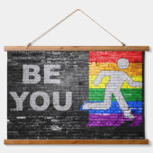 SlipperyJoe's Be You black brick wall figu 吊り下げ型タペストリー (正面)