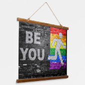 SlipperyJoe's Be You black brick wall figu 吊り下げ型タペストリー (傾斜あり)
