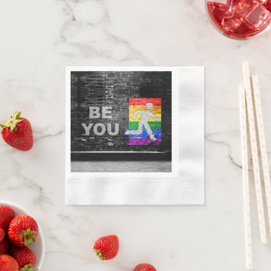 SlipperyJoe's Be You black brick wall figu 縁ありカクテルナプキン (インサイチュ)