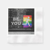 SlipperyJoe's Be You black brick wall figu 縁ありカクテルナプキン (正面)