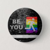 SlipperyJoe's Be You black brick wall figu 缶バッジ (正面)