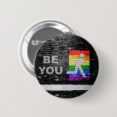 SlipperyJoe's Be You black brick wall figu 缶バッジ (正面&裏面)
