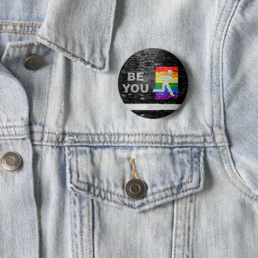 SlipperyJoe's Be You black brick wall figu 缶バッジ (インサイチュ)